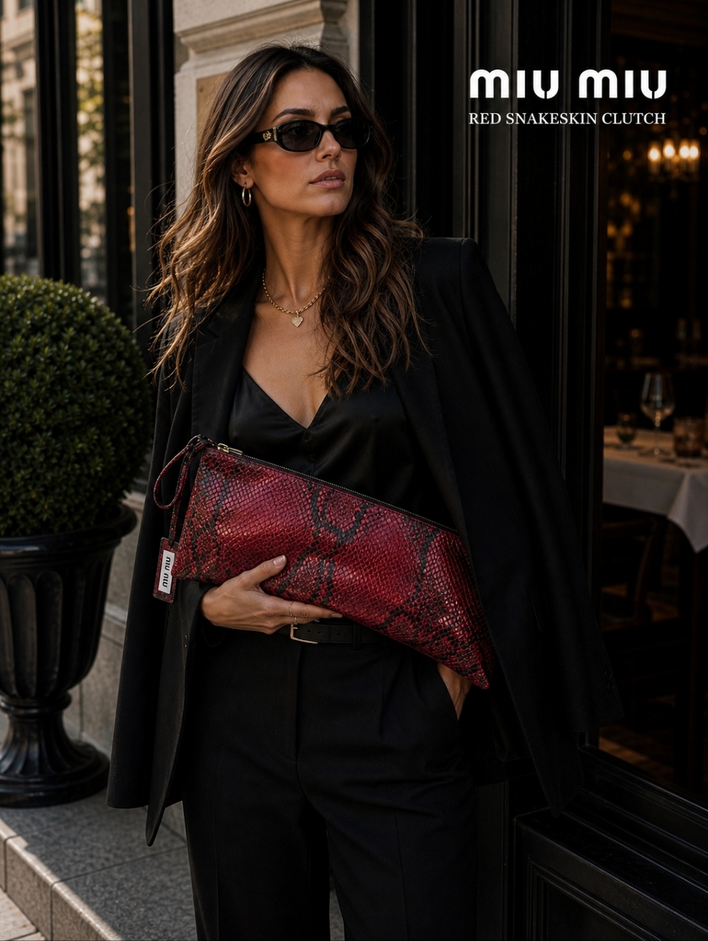 Miu Miu Snakeskin Clutch With Wristlet